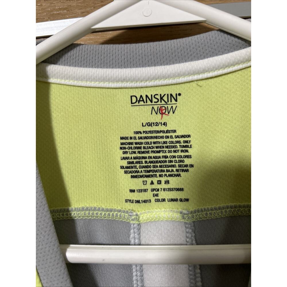 Danskin Now Dri More Women’s Sz L Short Sleeve Athletic Top Neon Yellow Stretch - Picture 4 of 6